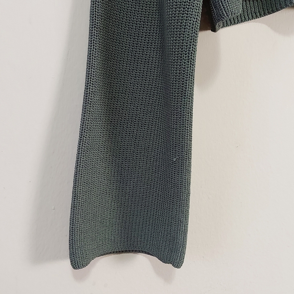 Aritzia Wilfred Salome Sweater Small Green Gray Rib  Knit Cropped Drop Shoulder - Picture 7 of 13